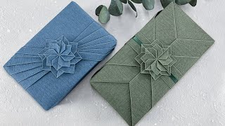 Gift Wrapping Ideas｜長方形禮物包裝+摺紙花教學（雙層）