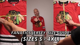 Fanatics NHL breakaway Jersey Size Guide - Live Measurements (Size S - 4XL)