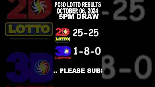 LOTTO RESULTS TODAY 5PM DRAW OCTOBER 06, 2024 #shorts