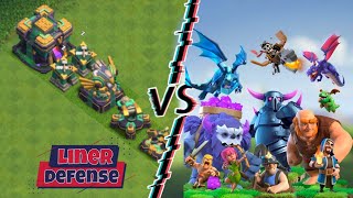 clash of clans: Liner Defense VS All Elixir Troop!