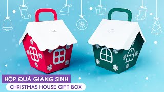 Cách Làm Hộp Quà Giáng Sinh Hình Ngôi Nhà Bằng Giấy Đơn Giản / DIY Christmas Gift Box Decoration