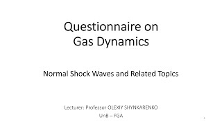 Questionnaire on Gas Dynamics 3