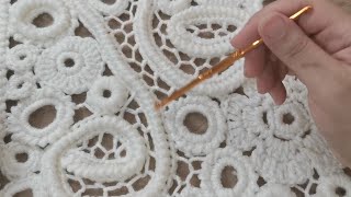 الكروشية الايرلندي .. شرح قطعة جديدة .. How to make irish crochet lace motif