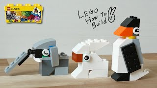 Building a simple LEGO Penguin, Elephant, Rabbit using Classic 10696 (レゴ：ゾウ、ペンギン、ウサギの作り方)