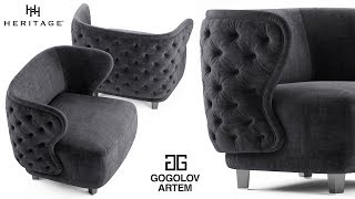 №52. Chair modeling " Heritage ANNABELLE " в 3d max.