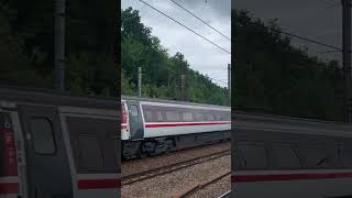 LNER class 91 106 passing Harringay with a single tone as it leans round the bend