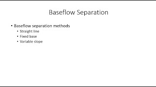 Baseflow Separation Methods