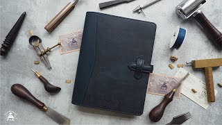 Making a Handmade Leather Ring Planner Cover - DIY BUILD ALONG/ASMR