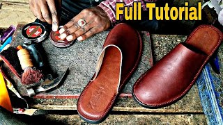 How to make shoe: Crafting Stylish Half-Shoe Slide Slippers | DIY |