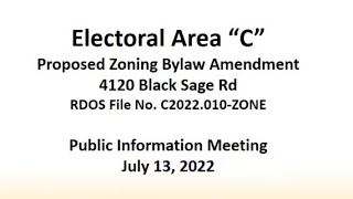 Public Information Meeting | Rezoning Application | Electoral Area C – 4120 Black Sage Rd