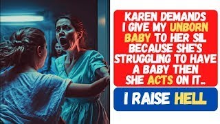 Karen demands that I give my unborn baby to her sister-in-law because she's struggling to have one