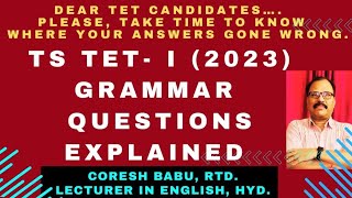 TS TET- I (2023) GRAMMAR QUESTIONS EXPLAINED