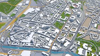 Charleroi city Belgium 3d model 30km