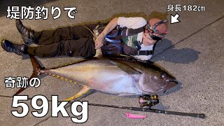 釣り人生最高の奇跡！堤防ルアー釣りで59kgの巨大マグロを釣り上げた！！