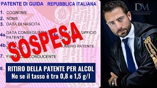 Patente: no al ritiro per alcol se il tasso è tra 0,8 e 1,5 g/l