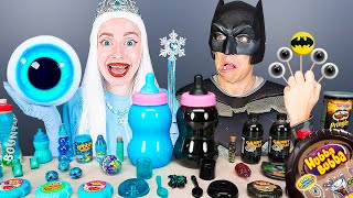 Blue Food vs Black Food Challenge 블루 블랙 푸드 챌린지Elsa Frozen vs Batman Mukbang by KIKIMO