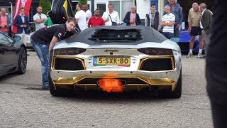 Carbecue 2018 - Supercars accelerating & revving! | Aventador shooting flames, F12 donuts & More!