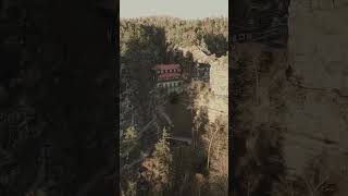 castle in the mountains #elbsandsteingebirge #landscape #drone #germany