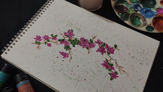 Bougainvillea painting for beginners | Easy flower painting | #art #painting #tutorial #flowers