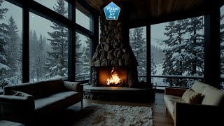 🌨️ Snowfall in a Cabin with a Cozy Fireplace | Suitable for Relaxing and Sleeping