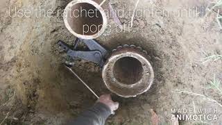 How to cut a clay, cement or cast iron pipe with a soil pipe cutter.