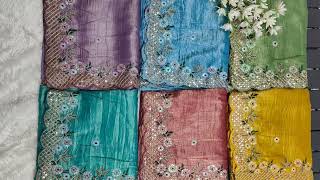 *NEW LAUNCH**KAVIYA-2 SAREES * SAREES FABRIC.:-Pure Gold Crush fabric with coding embroidery wor