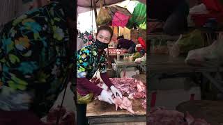 Beautiful Lady Selling Pork #shorts #shortvideos #selling #sells #beautiful #lady