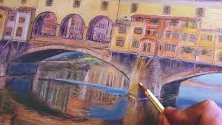 Disegni eseguiti a matita. Ponte Vecchio Firenze  Disegno eseguito a matita . disegni di città