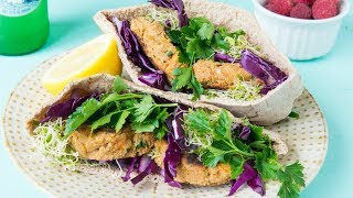 Chickpea Patty Pita Pocket Sandwiches - Vegan & Dairy Free Recipe