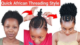 How To Do Quick African Threading with Afro Puff |Beginners Friendly