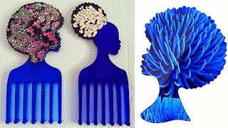 💖🍀Afro Lady comb Silicone Mold Resin Pour-Silicone Mold-Resin Crafts mold / 🍀part 10🩵💖