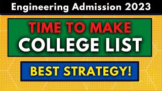 5 Mistake to Avoid |Best Strategy |Time to make your college List |Engineering admission 2023 Cutoff