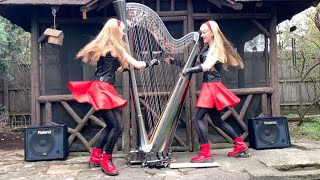 2 Girls 1 Harp! Dancing With Myself (Billy Idol) - Harp Twins - Electric Harp