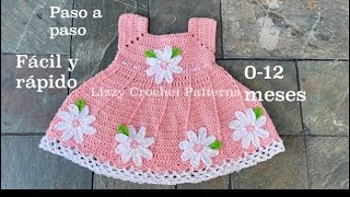 🥰Hermoso vestido tejido con hilo de algodón 0-12 meses - Vestido para bebé a Crochet 🌹🥰🌸❤️