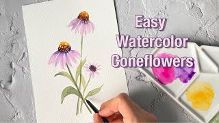 Two Easy Ways to Paint Watercolor Coneflowers for Beginners | Step-by-Step Tutorial