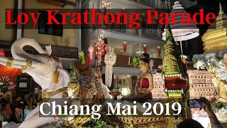 Loy Krathong and Yi Peng parade in Chiang Mai Thailand 2019