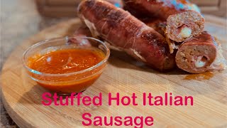 Stuffed Hot Italian Sausage! #Oldsmokeygrills