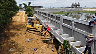 Amazing Project To Bury The foundation of The Stone fence Next To The Lake Water By Bulldozer D31P