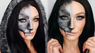 Warewolf makeup tutorial/easy Halloween half face Werewolf makeup tutorial