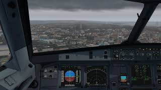 X-Plane 11 ToLiSS Airbus A319 Overcast Approach and Landing at LPPT Lisboa Runway 03