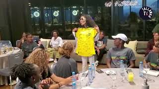 Cedella Marley Presented With A Signed Reggae Girlz Jersey At Specially Arranged Dinner