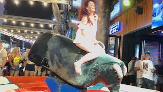 Excelente mechanical bull riding beginning of August 2024 in Benidorm 🇪🇸