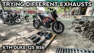 TRYING DIFFERENT EXHAUSTS ON KTM DUKE 125 BS6 | JODHPUR