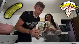 Warheads EXTREME SOUR Dill Pickle Food Challenge 💣