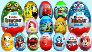 20 Surprise Eggs Kinder Surprise MAXI Mickey Mouse Cars 2 Minnie Mouse Spongebob