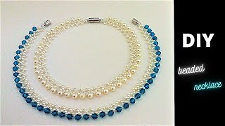 How to make a crystal necklace . How to make a pearl necklace. Jewelry making tutorial.