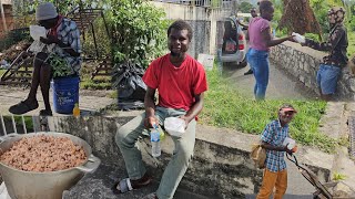 Stew pork | Curry chicken | Rice & peas | cook for the less fortunate people