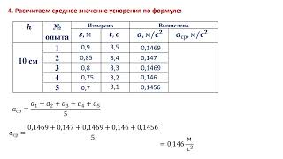 Лабораторная работа №1 Определение ускорения тела при равноускоренном движении.