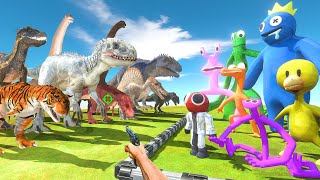 FPS Avatar Jurassic Park Rescues Rainbow Friends and Fights Dinosaurs-Animal Revolt Battle Simulator