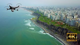 Costa Verde Miraflores, vistas aéreas, drone 4K, Lima Perú